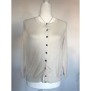 Banana Republic Womens Silk Blend Cardigan Sweater Cream Petite Medium PM